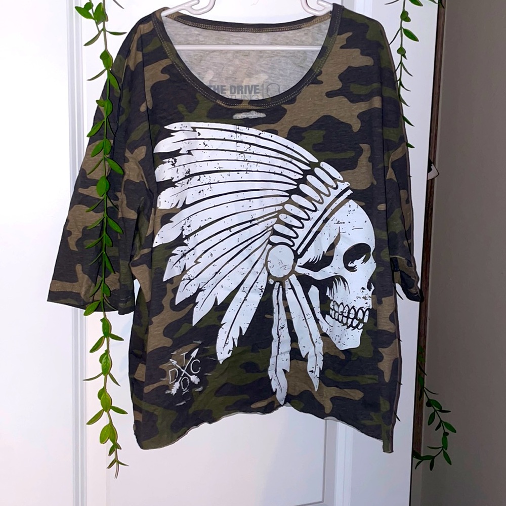 Distressed Camo Crop Top